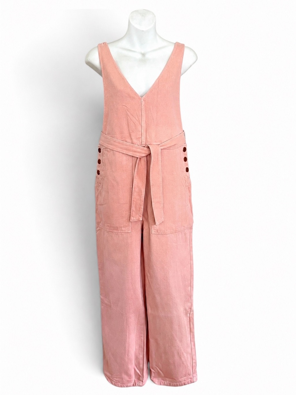 Alex Mill Ollie overall jumpsuit  upcycled denim pale pink | With belt | XS NWT